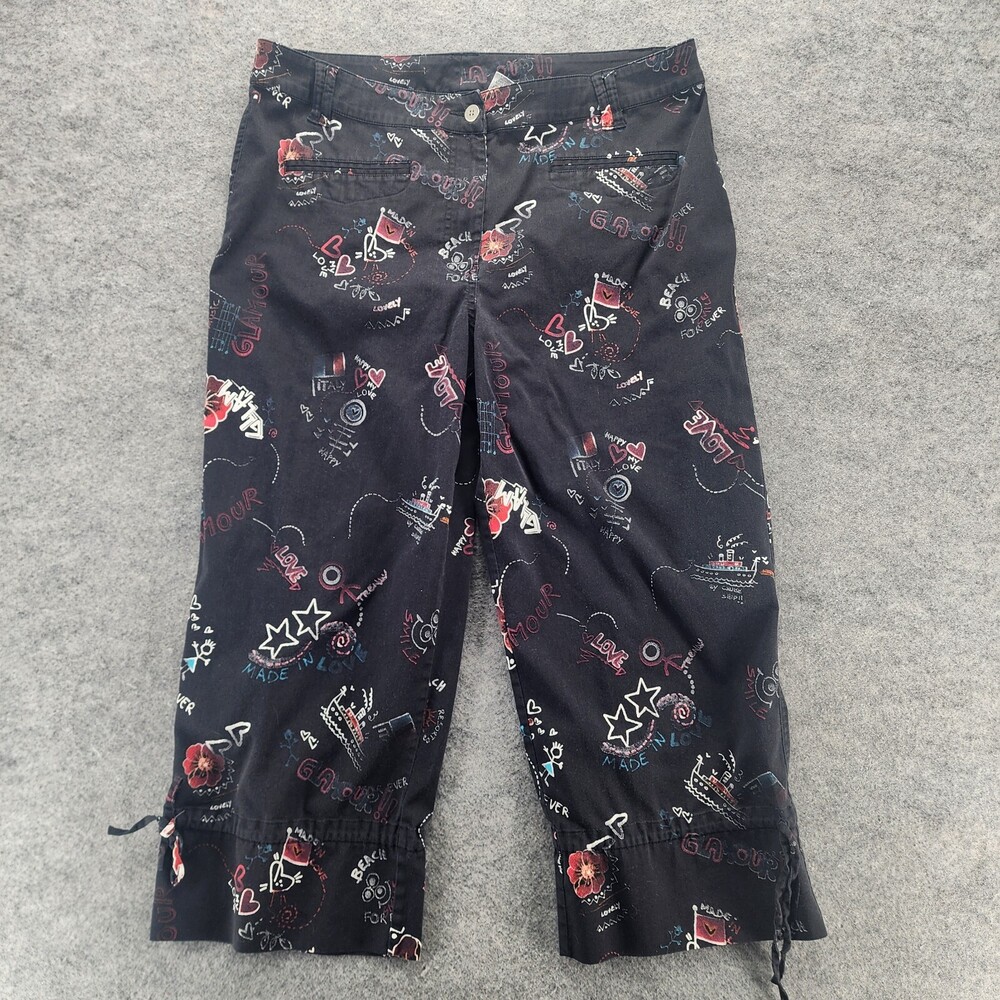 Chicos Pants Womens 2.5 Crop Straight Leg Black Mid Rise 34x21"